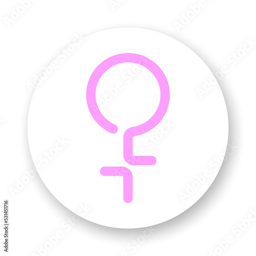 Female round flat icon. Pink gender line symbol on white background. Best for print, logo, mobile apps and web design.