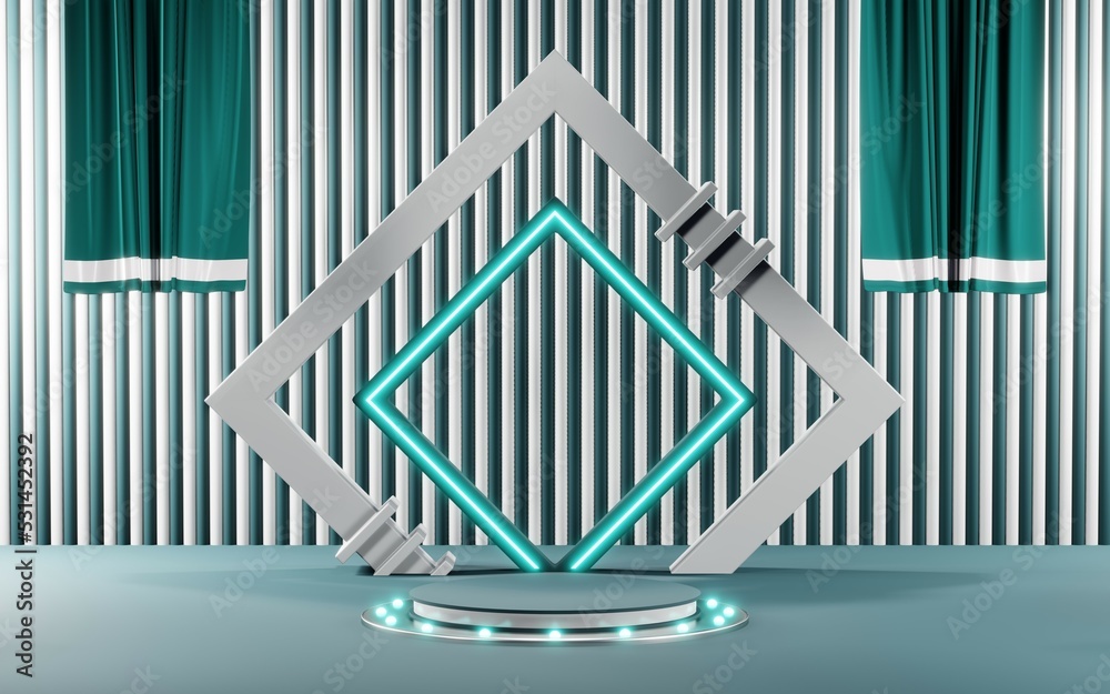 Fototapeta premium 3D render of Podium background in blue tones for displaying cream products. cosmetics