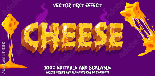 Cheese text, Melting cheddar 3d style font template  photo