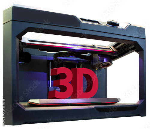 Canvas Print 3d printer with a printed text 3D