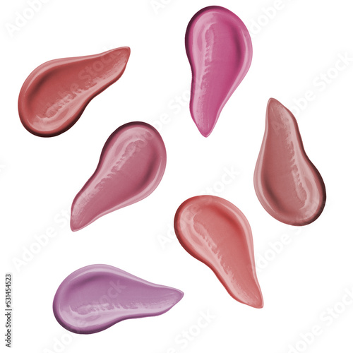 Collection of various smears of lipstick, creams, ointments on a white background. Perfect shape. Beauty and cosmetic background. Used for flyers, banners, brochures, social networks, websites