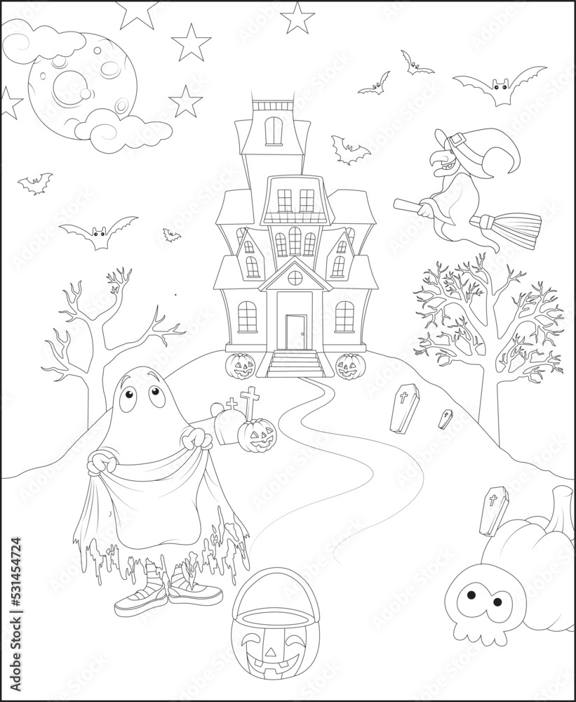 funny Halloween coloring page for kids Stock Vector | Adobe Stock