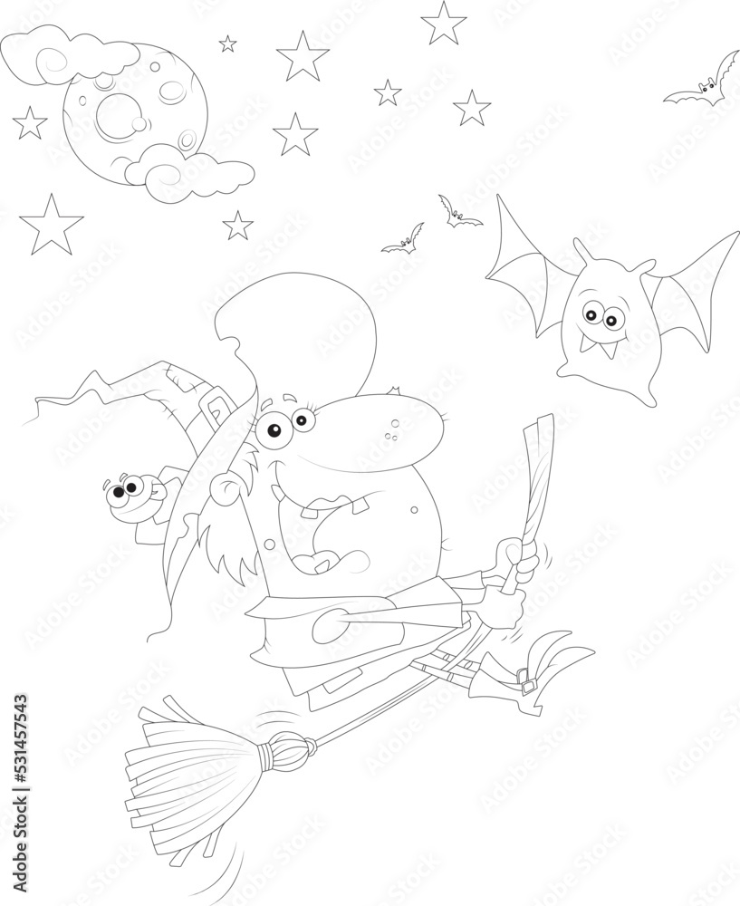 Obraz premium funny Halloween coloring page for kids