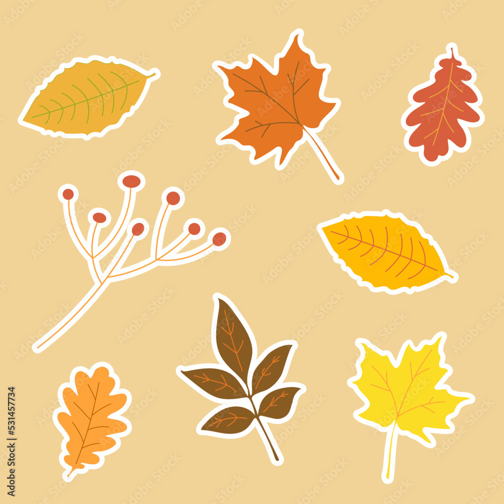Аutumn leaves stickers set
