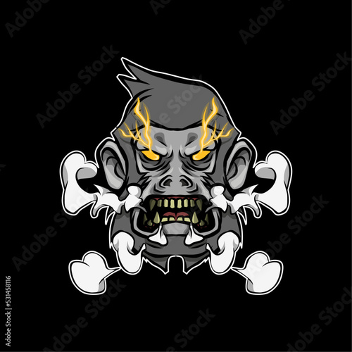 illustration of mad gorilla with light