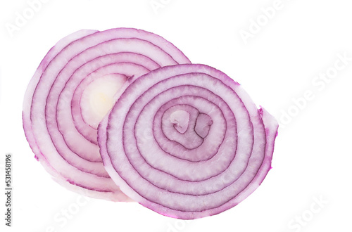 Lilac onion rings isolated