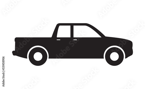 Pickup icon vector  pickup truck sign  black  on white background