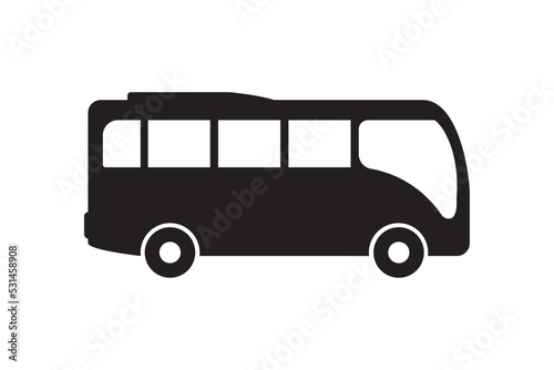 Bus vector icon template Flat design, black on white background