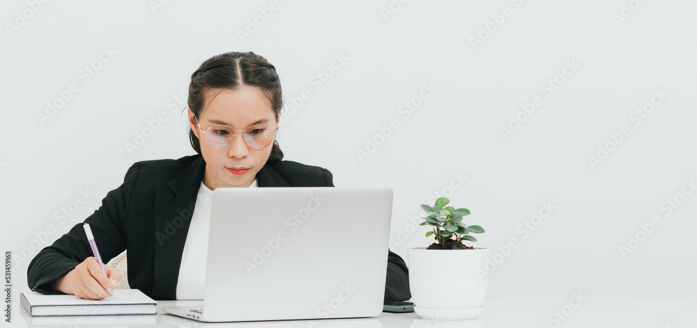 businesswoman working on laptop, woman use computer for work, successful business woman businesswoman working on laptop, woman use computer for work, successful business woman