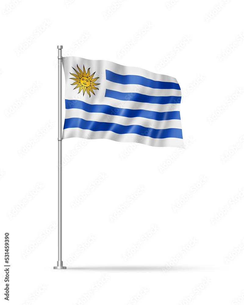Fototapeta premium Uruguaian flag isolated on white