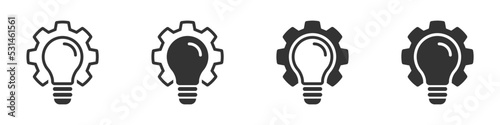 Creative gear and bulb icon. Innovation symbol. Vector illustration.
