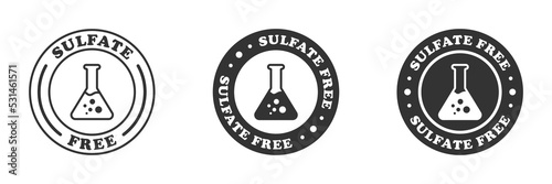 Sulfate free icon. Chemical test tube and lettering. Vector illustration.
