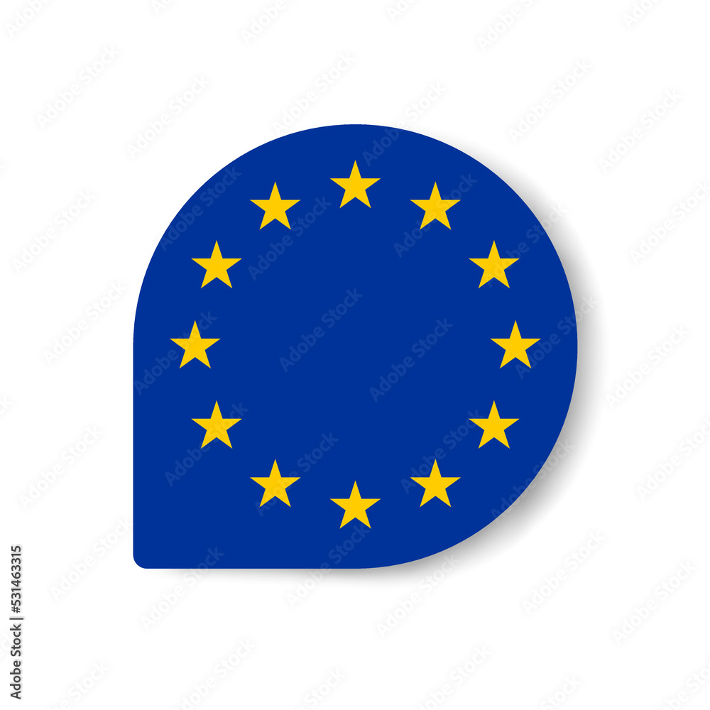 European Union drop flag icon with shadow on white background. European Union drop flag icon with shadow on white background.