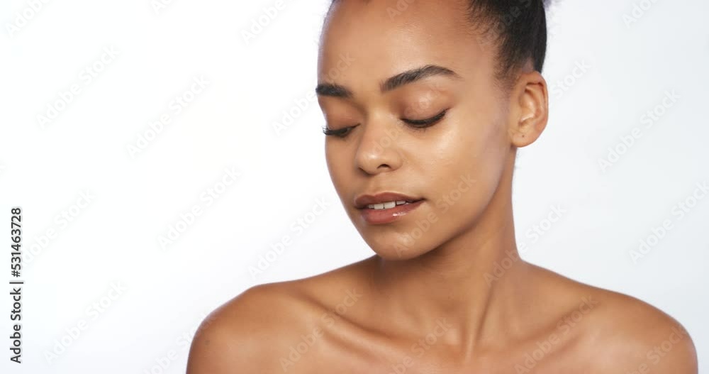 Beauty, skin and care with a woman in studio on a gray background for wellness and skincare. Natural, body and antiaging with an attractive young female posing for a health product and treatment Beauty, skin and care with a woman in studio on a gray background for wellness and skincare. Natural, body and antiaging with an attractive young female posing for a health product and treatment