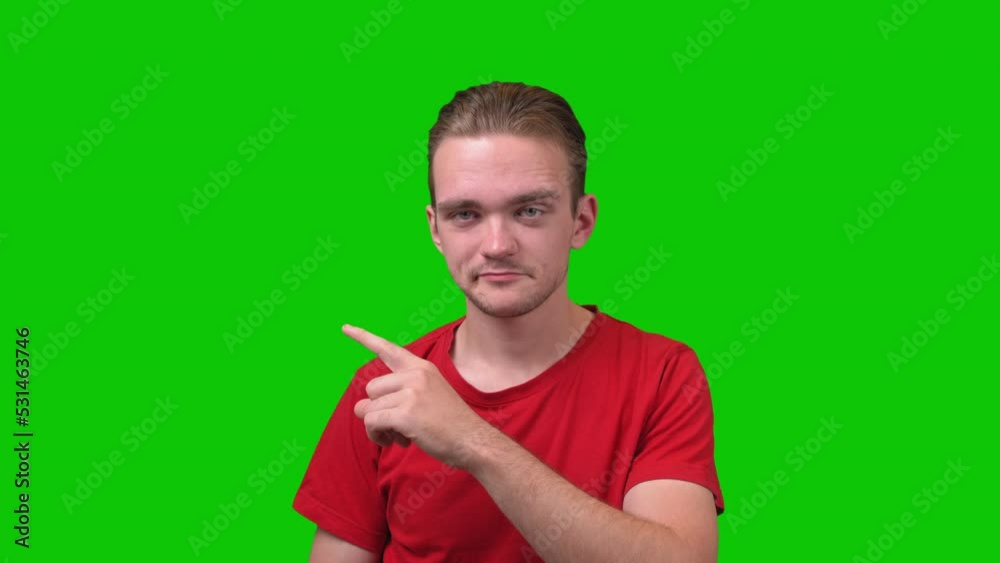 Charm Man Pointing To The Side Green Screen Concept Charm Man Pointing To The Side Green Screen Concept