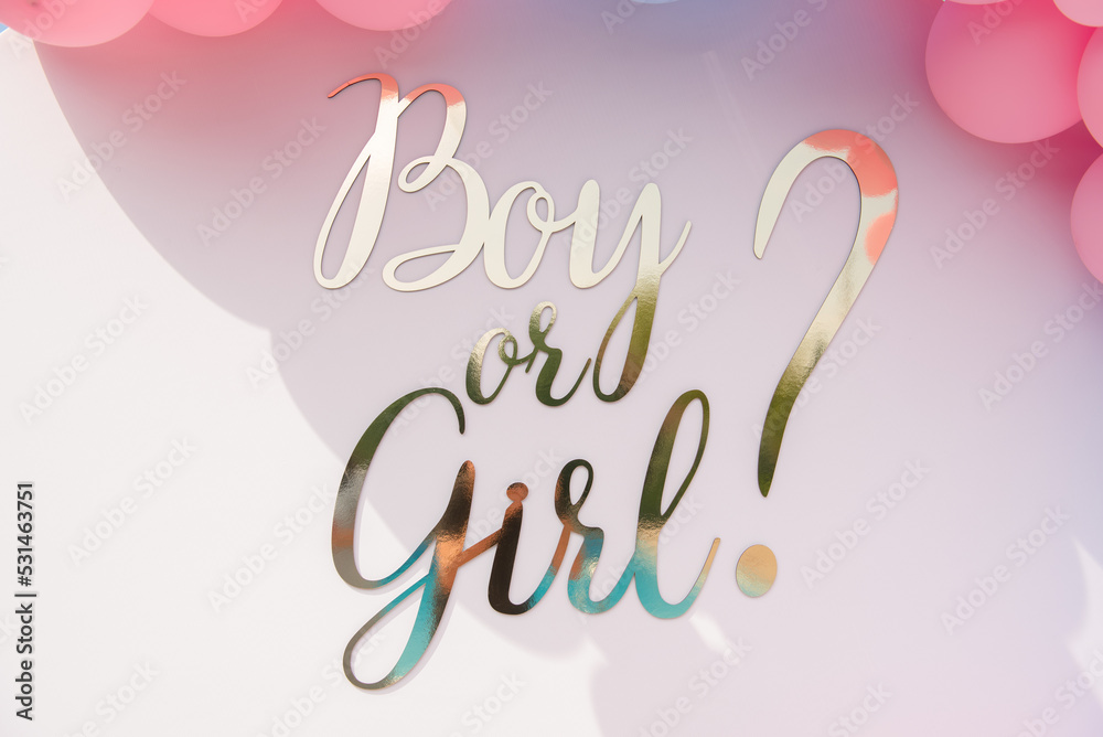 golden inscription for gender party boy or girl