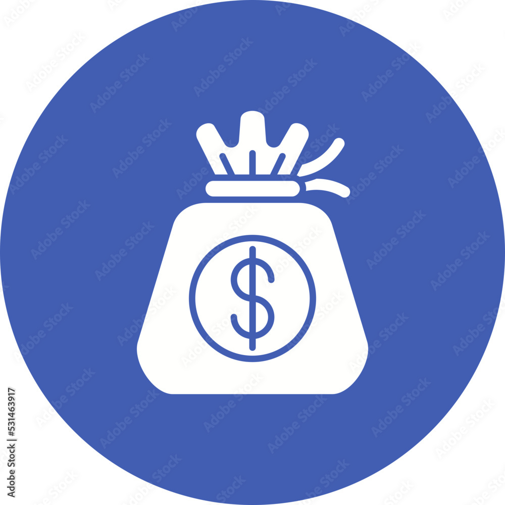 Money Bag Multicolor Circle Glyph Inverted Icon Money Bag Multicolor Circle Glyph Inverted Icon