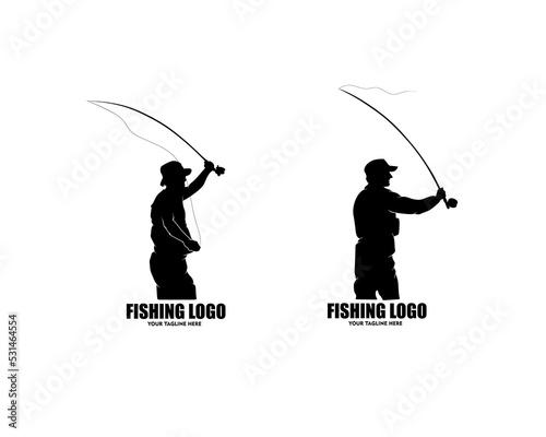 Set of fishing silhouettes vector design collection