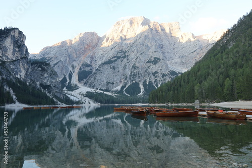 lake in the mountains , braies lake