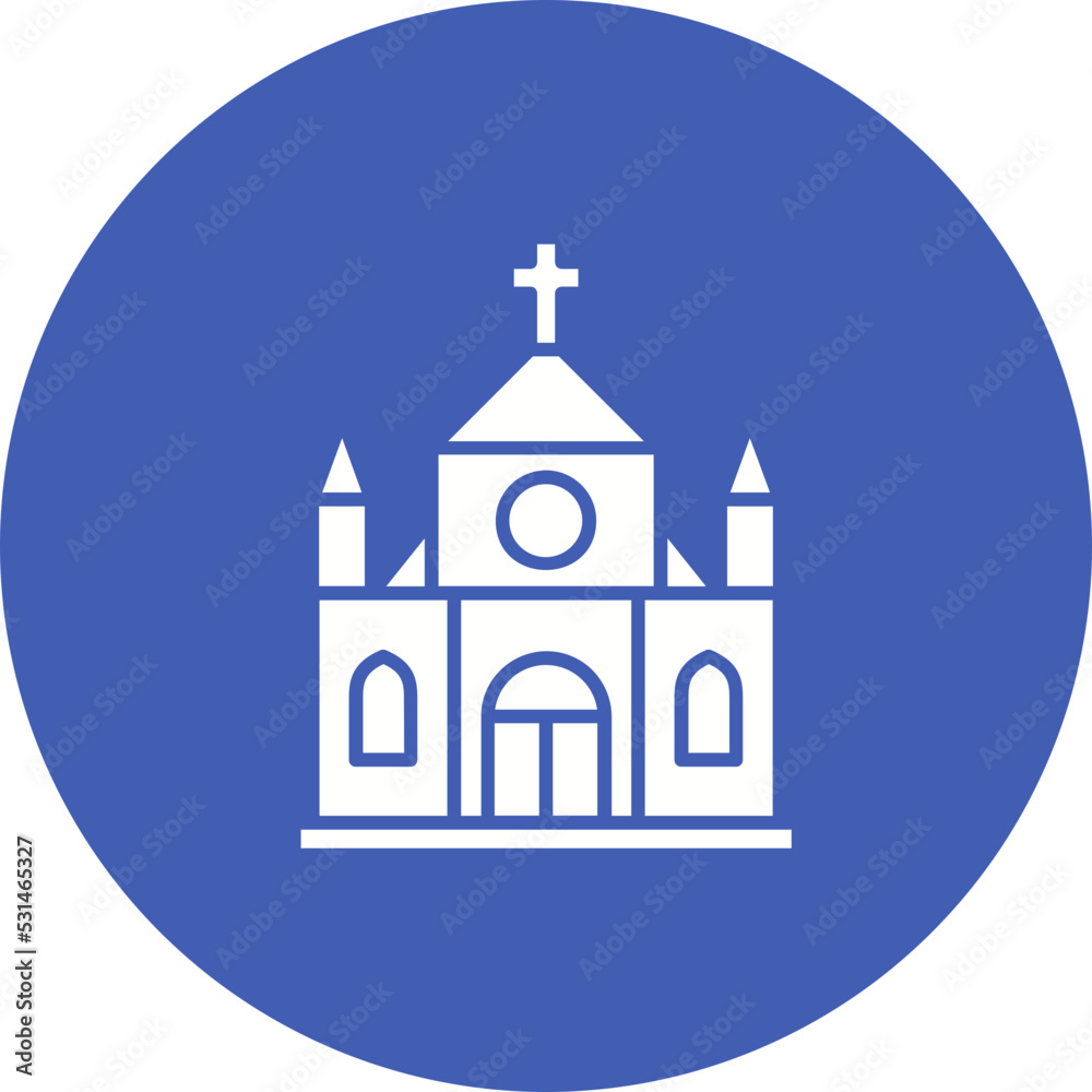 Church Multicolor Circle Glyph Inverted Icon