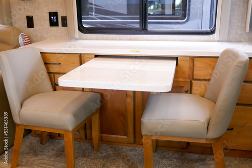 RV motorhome slide-out kitchen dining table