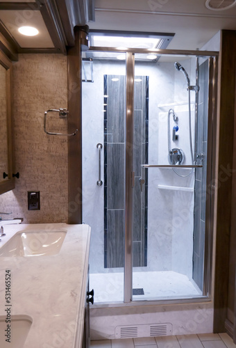Luxury Class A Motorhome RV bathroom shower