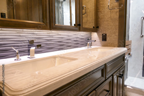 Luxury Class A Motorhome Bathroom Sinks