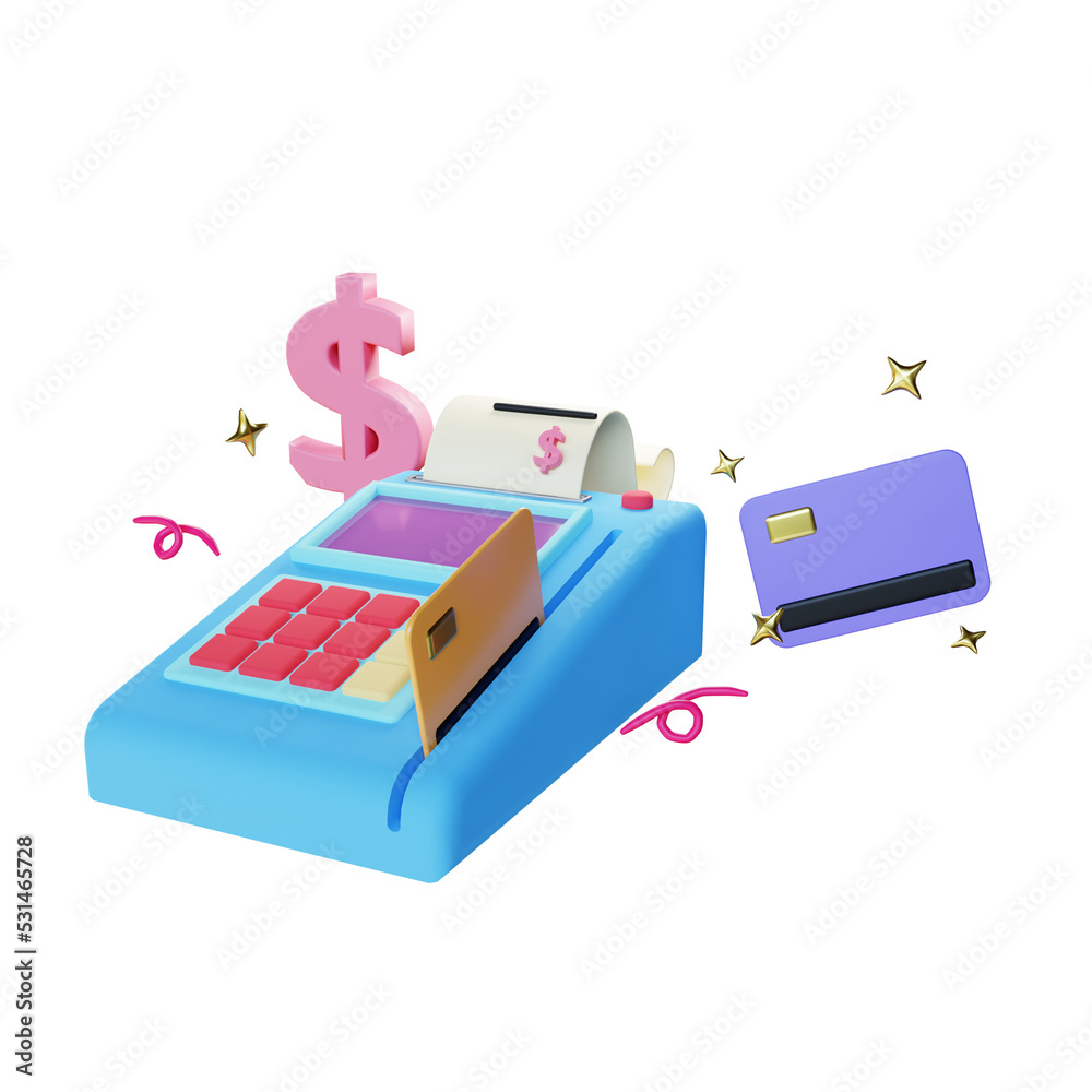 3d render Electronic Data Capture with debit credit card 3d render Electronic Data Capture with debit credit card