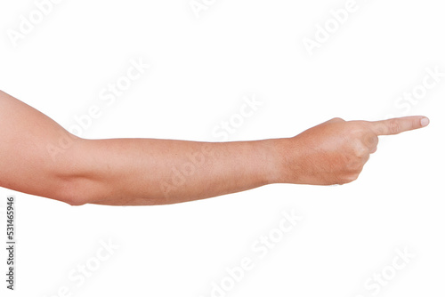 Wallpaper Mural Male asian hand gestures isolated over the white background. pointing pose. Torontodigital.ca