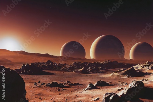 Print op canvas Martian mega-structure, remains of an alien civilization, alien base