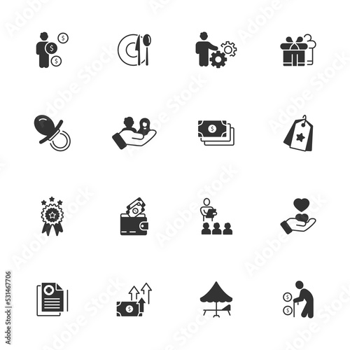 employee benefits icons set . employee benefits pack symbol vector elements for infographic web
