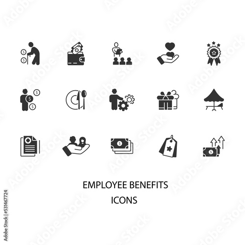 employee benefits icons set . employee benefits pack symbol vector elements for infographic web