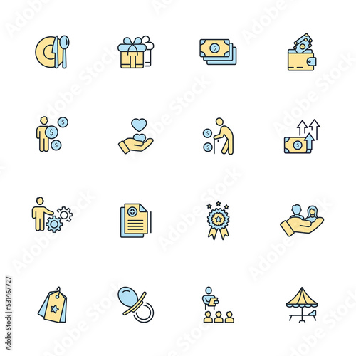 employee benefits icons set . employee benefits pack symbol vector elements for infographic web
