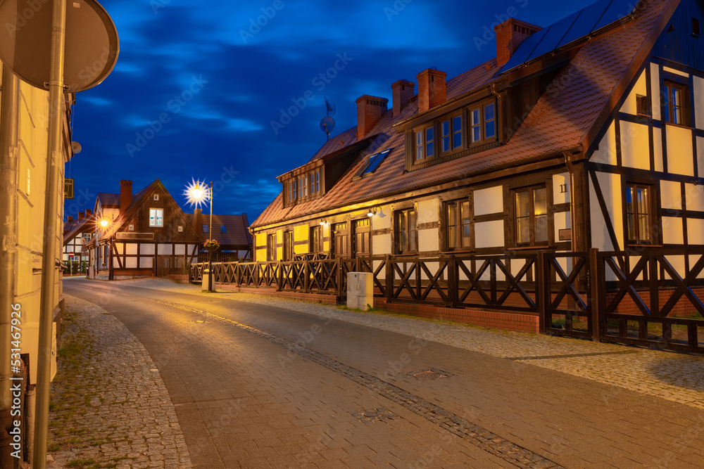 Fototapeta premium 2022-06-02 evening streets in the historical part of the city ustka, poland