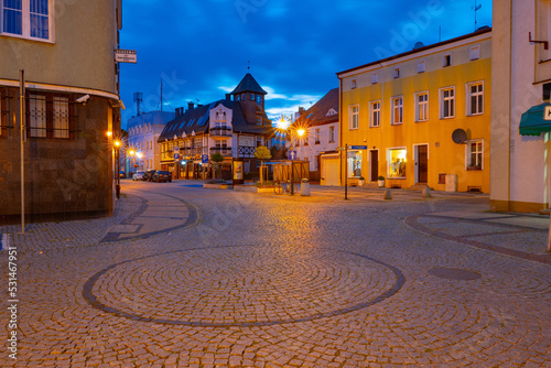 evening streets in the historical part of the city ustka, poland