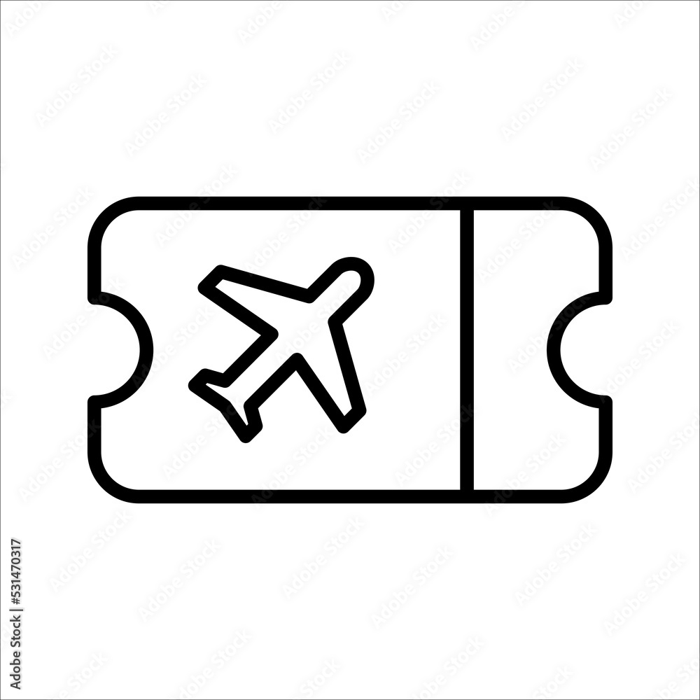 ticket plane icon. Travel symbol. Simple flat line art style. vector illustration on white background. ticket plane icon. Travel symbol. Simple flat line art style. vector illustration on white background.