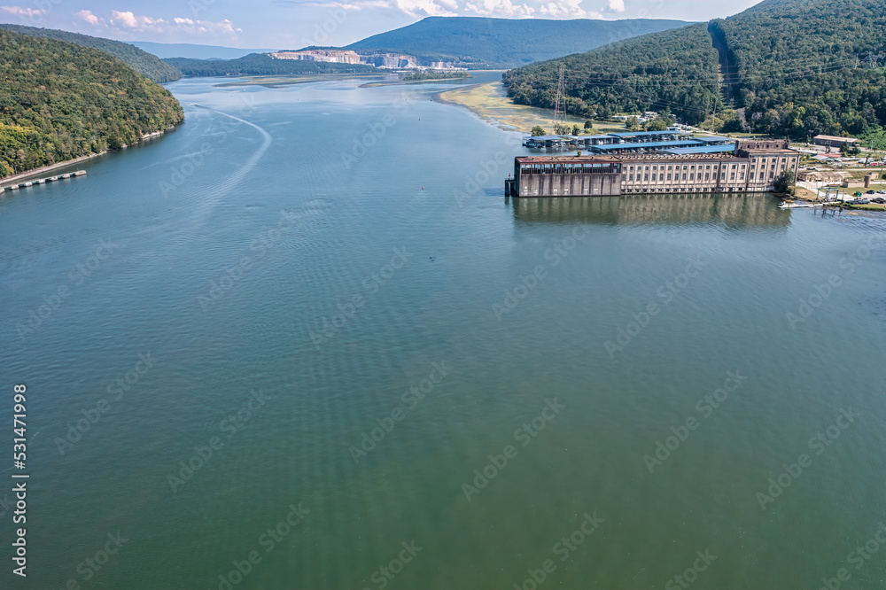 The old Hales Bar Dam Powerhouse in the Tennessee River Gorge near Chattanooga TN The old Hales Bar Dam Powerhouse in the Tennessee River Gorge near Chattanooga TN