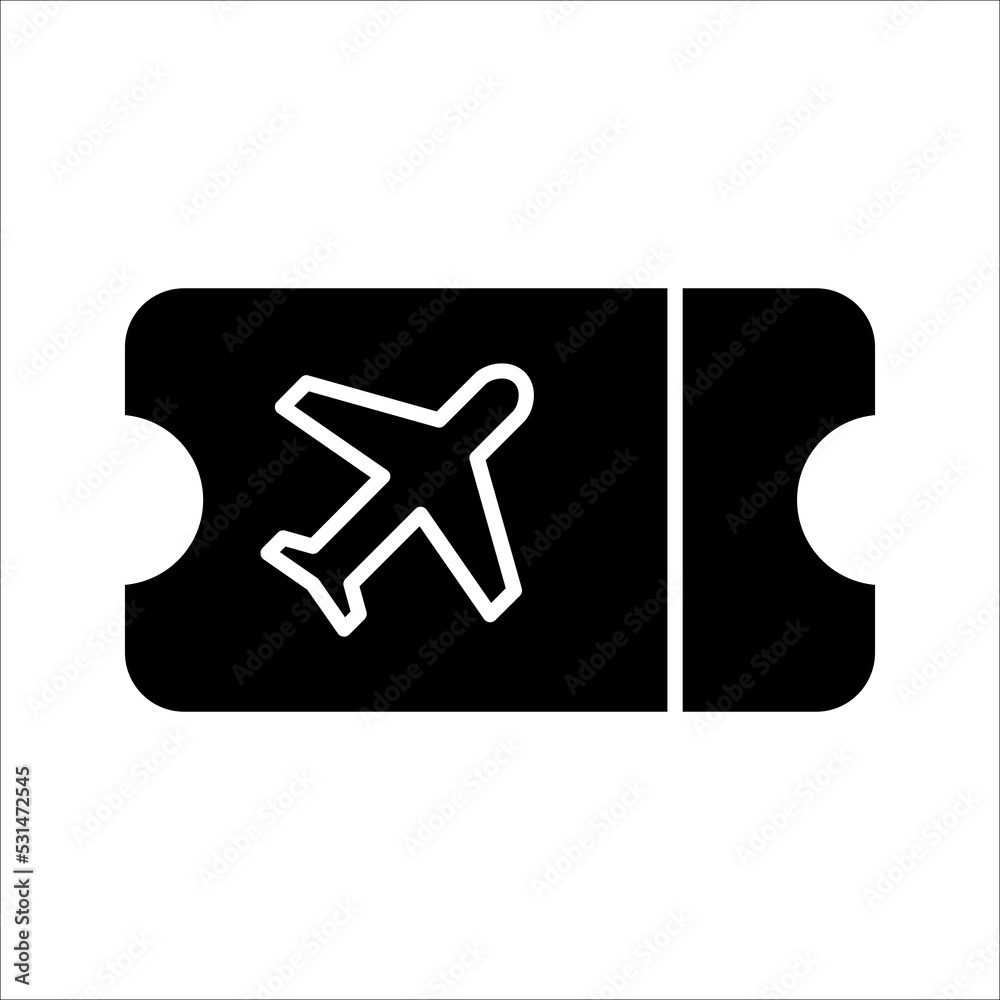 ticket plane icon. Travel symbol. Simple flat line art style. vector illustration on white background.