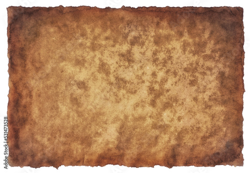 old parchment paper sheet vintage aged or texture isolated on white background