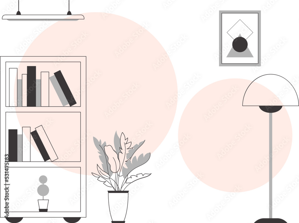Fototapeta premium Interior in minimalistic linear style. background for presentations, posters and applications. Vector.