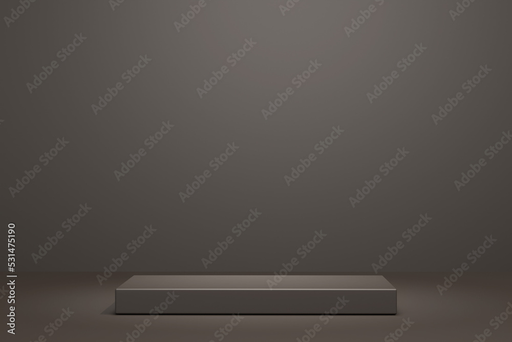 3D illustration. Mockup podium, geometrical abstract composition for products or advertising on dark background. 3d rendering