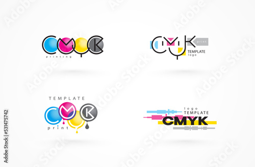 Set logo print theme cmyk polygraphy design