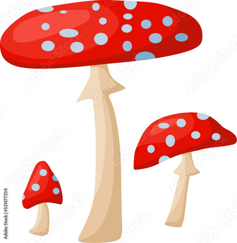 Mushroom red fly agaric. Vector cartoon illustration.