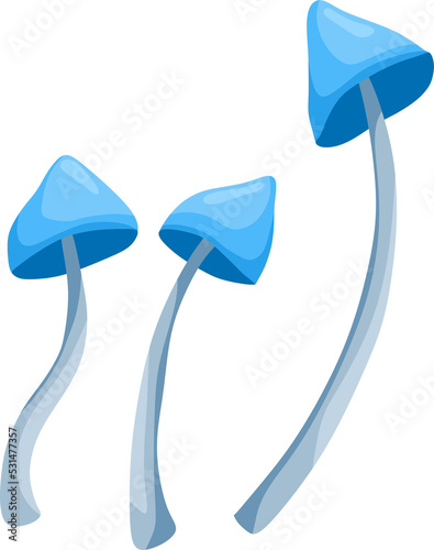 A poisonous blue mushroom. Vector cartoon illustration.