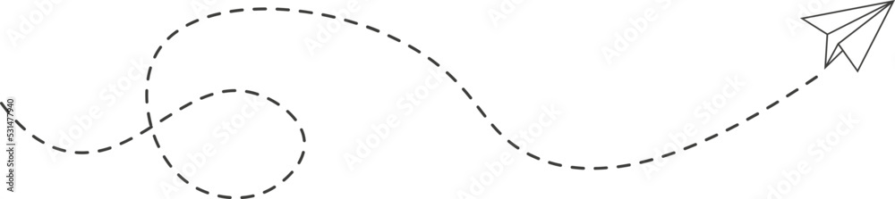 Dashed line paper airplane route Dashed line paper airplane route
