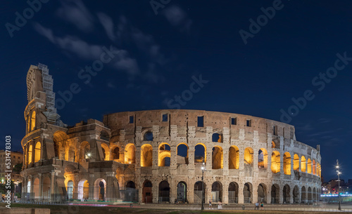 Night view of the Colosseum in Rome, Italy.