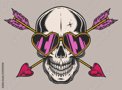 Amour skull logotype colorful vintage