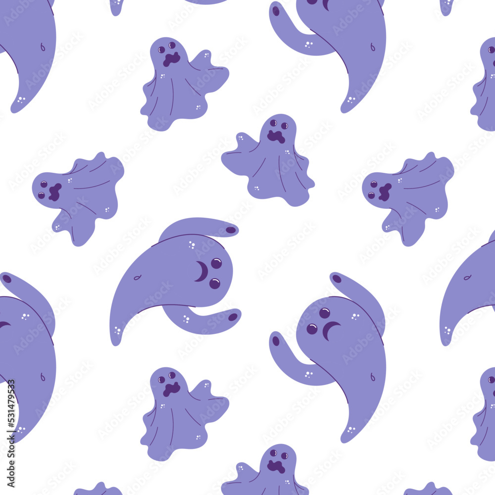 Halloween seamless pattern10. Cute and funny ghosts say boo. Suitable for wrapping paper and all kinds of prints.