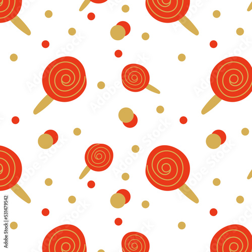 Round lollipop pattern. Seamless pattern with round lollipop. Suitable for wrapping paper and all kinds of prints.