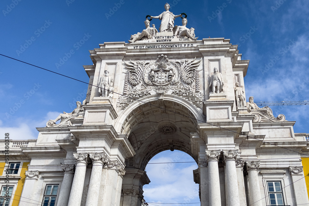 Praca do Comercio and statue of King Jose I in Lisbon